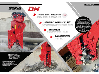 Cizalla de demolición para Excavadora nuevo DEMOQ DH08 Hydraulic Rotating Pulveriser Crusher 650 KG: foto 4