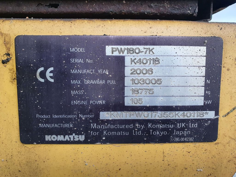 Excavadora de ruedas Komatsu PW180-7K: foto 16