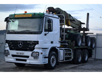 Mercedes-Benz Actros 2655 Holztransporter + KRAN + Anhänger  - Remolque forestal