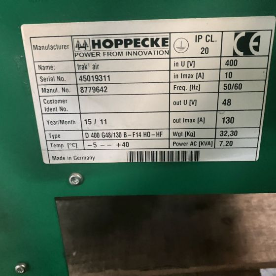 Sistema eléctrico para Equipo de manutención Hoppecke D 400 G48/130B-F14 HO -HF Trak Air: foto 8