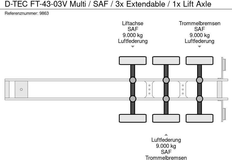 Semirremolque portacontenedore/ Intercambiable D-Tec FT-43-03V Multi / SAF  / 3x Extendable / 1x Lift Axle: foto 12