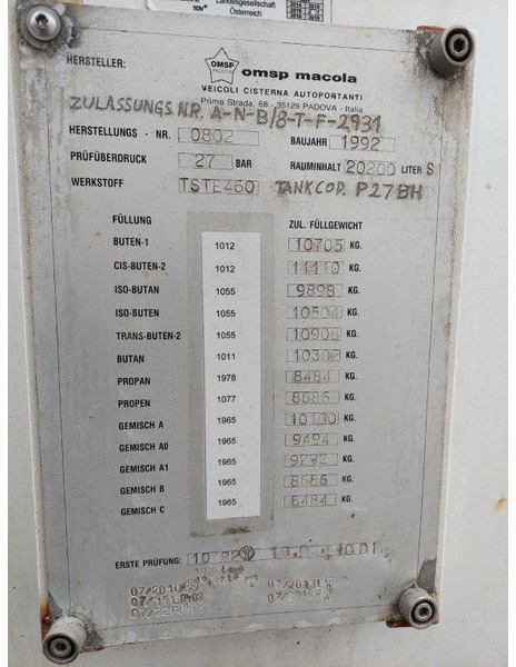 OMSP Macola Tanktrailer 20.200 Liter lpg Gas, Gaz, LPG, GPL, Propane, Butane tank ID 3.135 - Semirremolque cisterna: foto 5