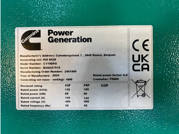 Generador industriale nuevo Cummins C110D5Q - Open Genset - DPX-18509-Q-O: foto 5 Generador industriale nuevo Cummins C110D5Q - Open Genset - DPX-18509-Q-O: foto 5