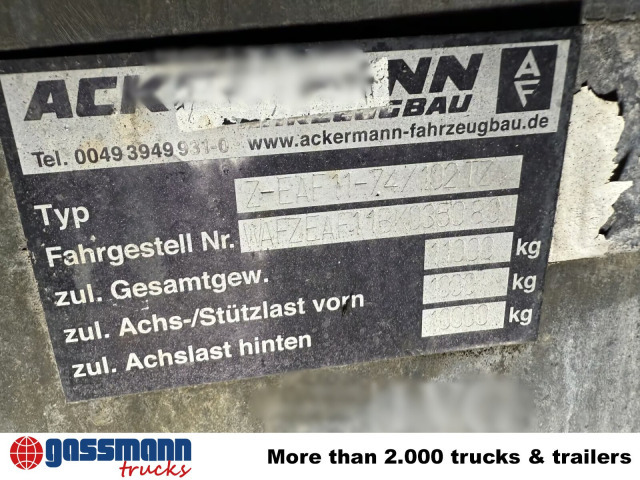 Ackermann Z-EAF 11-7,4/102TZ, Verzinkt - Remolque portacontenedore/ Intercambiable: foto 4 Ackermann Z-EAF 11-7,4/102TZ, Verzinkt - Remolque portacontenedore/ Intercambiable: foto 4