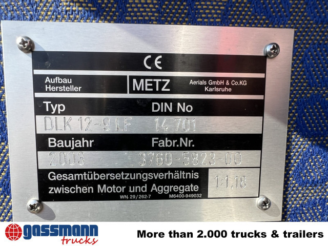 MAN LE 15.255 4x2 LLC Doka, Metz DLA-K 12/9 - Camión de bomberos: foto 4 MAN LE 15.255 4x2 LLC Doka, Metz DLA-K 12/9 - Camión de bomberos: foto 4