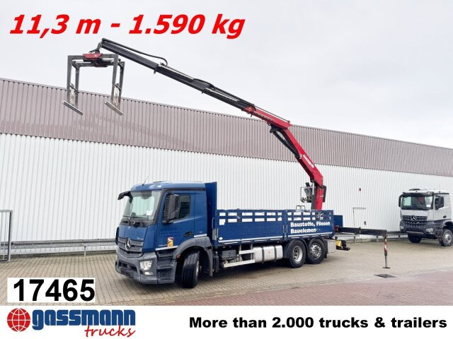 Mercedes-Benz Antos 2540 L 6x2, Lenkachse, HMF 2110-L3 - Camión caja abierta, Camión grúa: foto 1 Mercedes-Benz Antos 2540 L 6x2, Lenkachse, HMF 2110-L3 - Camión caja abierta, Camión grúa: foto 1