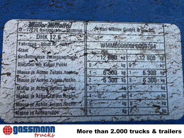 Müller-Mitteltal DHK 12.6, verzinkt! - Remolque volquete: foto 4 Müller-Mitteltal DHK 12.6, verzinkt! - Remolque volquete: foto 4