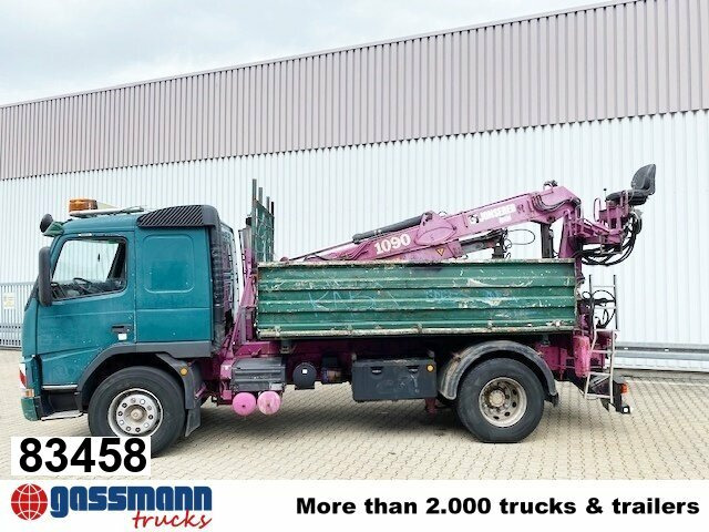 Volvo FM12-420 4x2 mit Heckkran Jonsered 1090, - Camión volquete, Camión grúa: foto 1 Volvo FM12-420 4x2 mit Heckkran Jonsered 1090, - Camión volquete, Camión grúa: foto 1