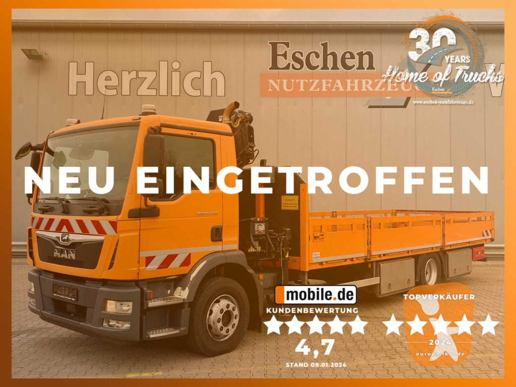 MAN TGM 15.290 4x2 BL / HIAB Faltkran - Camión caja abierta, Camión grúa: foto 1 MAN TGM 15.290 4x2 BL / HIAB Faltkran - Camión caja abierta, Camión grúa: foto 1