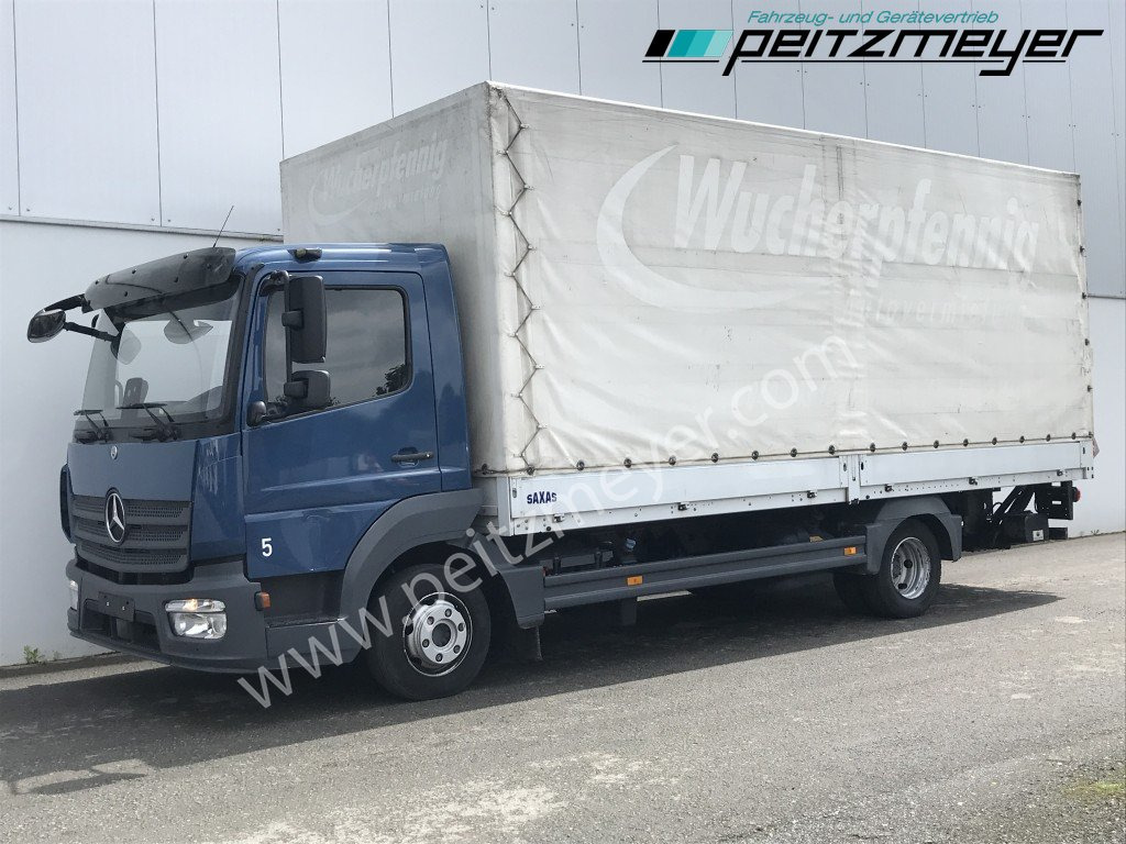 MERCEDES-BENZ Atego 818 L Pritsche+LBW, Klima, 2 x AHK - Camión lona: foto 1 MERCEDES-BENZ Atego 818 L Pritsche+LBW, Klima, 2 x AHK - Camión lona: foto 1