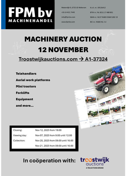 Machinery auction FPM bv, Wekerom, Netherlands - Cargadora: foto 1 Machinery auction FPM bv, Wekerom, Netherlands - Cargadora: foto 1