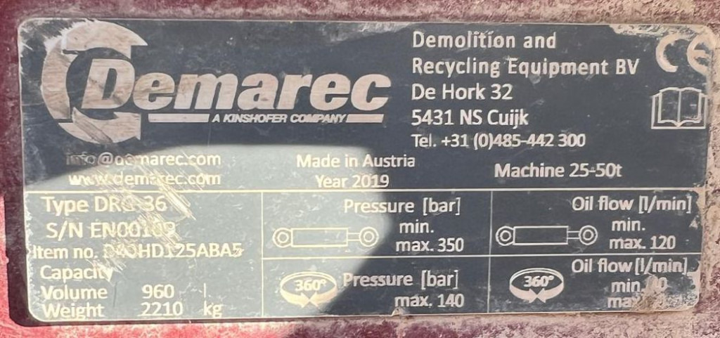 Demarec Demarec Sortiergreifer Anbaugeräte/Baumaschinen DRG 36 Sortiergreifer 960Ltr. für Maschine 25-50to - Pinza de manipulación: foto 4 Demarec Demarec Sortiergreifer Anbaugeräte/Baumaschinen DRG 36 Sortiergreifer 960Ltr. für Maschine 25-50to - Pinza de manipulación: foto 4