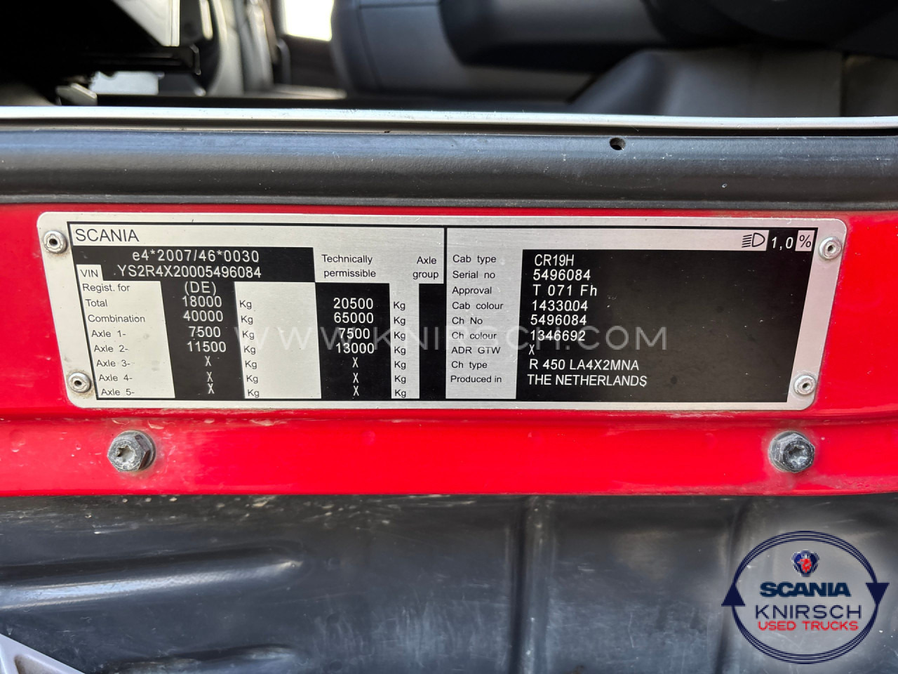 Cabeza tractora SCANIA R450LA4x2MNA / Hydraulik / 4-Balg / Scania Service: foto 12