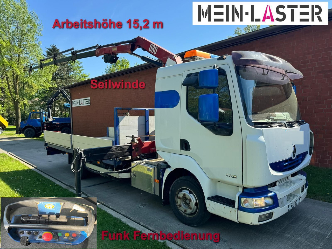 Renault Midlum 220 HMF 683 K4 15m-400 Kg Funk Seilwinde - Camión grúa: foto 1 Renault Midlum 220 HMF 683 K4 15m-400 Kg Funk Seilwinde - Camión grúa: foto 1