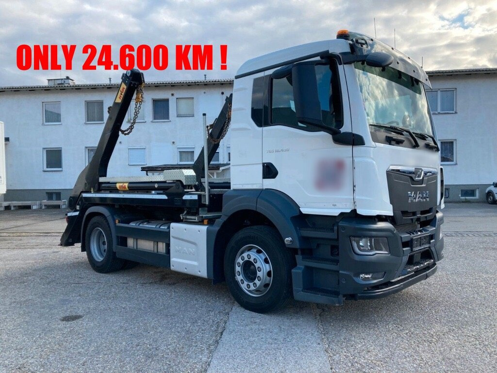 MAN TGS 18.430 4x2 BL TGS 18.430 4x2 BL, Tele-Absetzer, Funk - Camión portacontenedor de cadenas: foto 1 MAN TGS 18.430 4x2 BL TGS 18.430 4x2 BL, Tele-Absetzer, Funk - Camión portacontenedor de cadenas: foto 1
