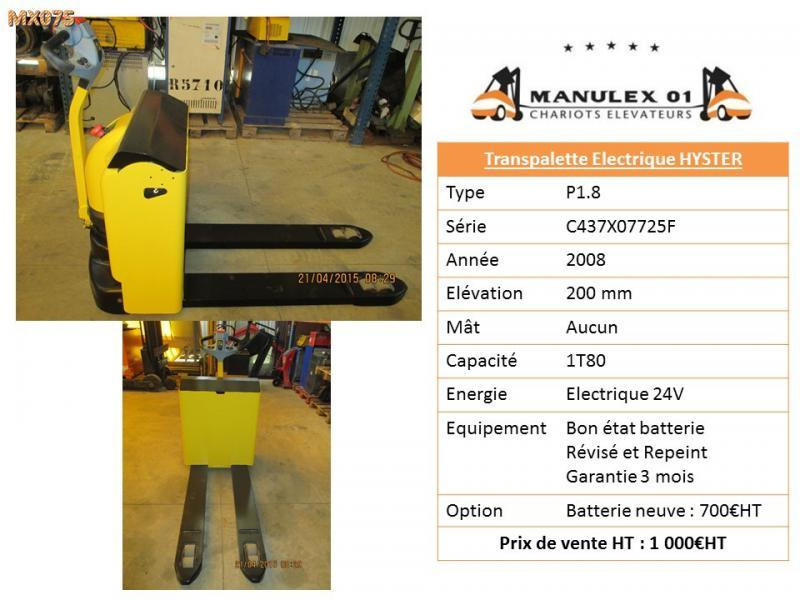 Hyster P1.8 - Transpaleta: foto 2 Hyster P1.8 - Transpaleta: foto 2