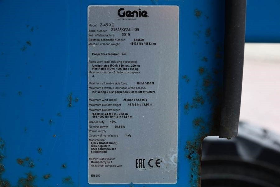 Plataforma articulada Genie Z-45XC GUARANTEE, Diesel, 4x4 Drive, 16m Working H: foto 7