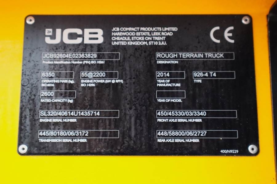 JCB 926 Diesel, 4x4 Drive, Triplex mast, 5500mm Liftin  - Carretilla todo terreno: foto 5 JCB 926 Diesel, 4x4 Drive, Triplex mast, 5500mm Liftin  - Carretilla todo terreno: foto 5