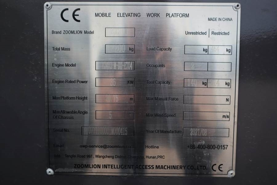 Leasing de Zoomlion ZT20J Valid inspection, *Guarantee! Diesel, 4x4 Dr  Zoomlion ZT20J Valid inspection, *Guarantee! Diesel, 4x4 Dr: foto 6