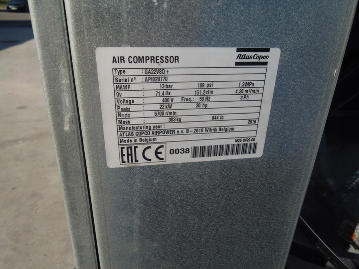 Atlas Copco GA22VSDFF - Compresor de aire: foto 4 Atlas Copco GA22VSDFF - Compresor de aire: foto 4