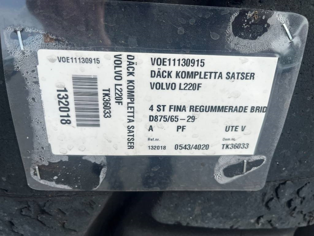 Bridgestone Regummerade 875/65R29 på Volvo L220 fälg - Rueda completa: foto 3 Bridgestone Regummerade 875/65R29 på Volvo L220 fälg - Rueda completa: foto 3