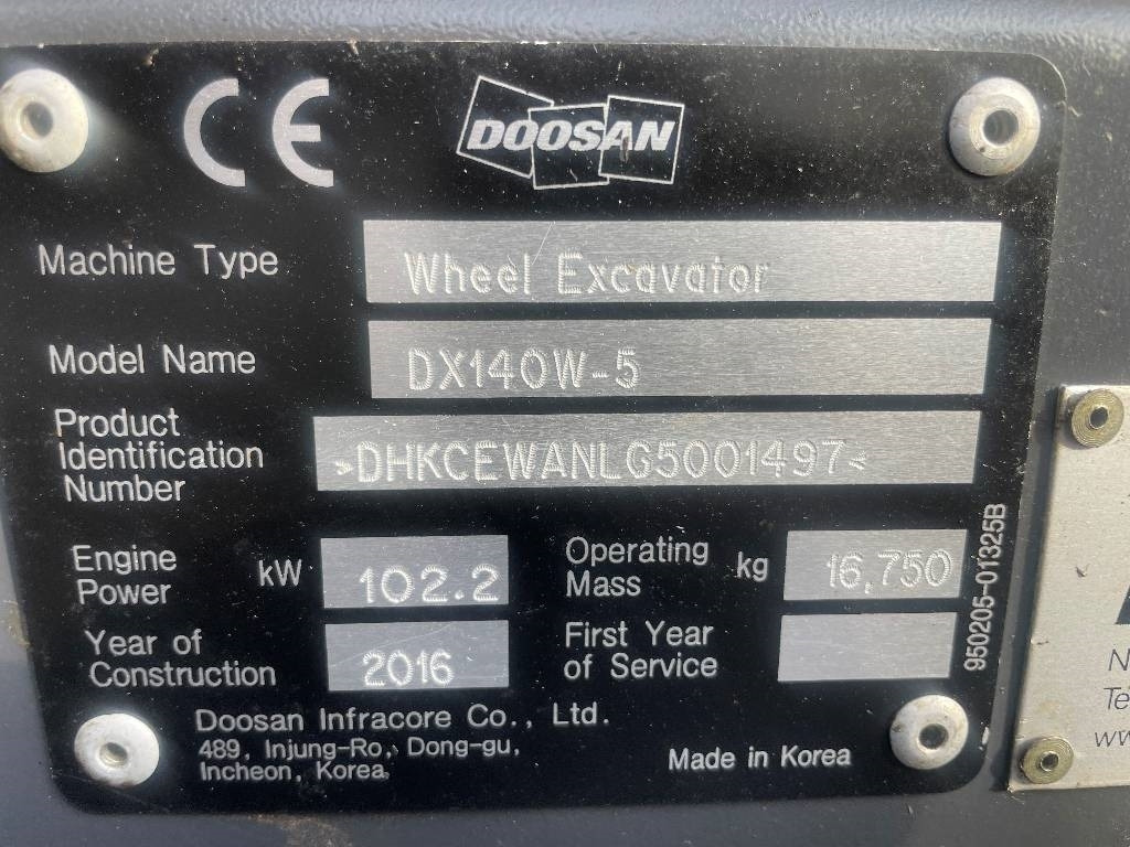 Doosan DX 140 W-5 Dismantled: only spare parts - Excavadora de ruedas: foto 5 Doosan DX 140 W-5 Dismantled: only spare parts - Excavadora de ruedas: foto 5