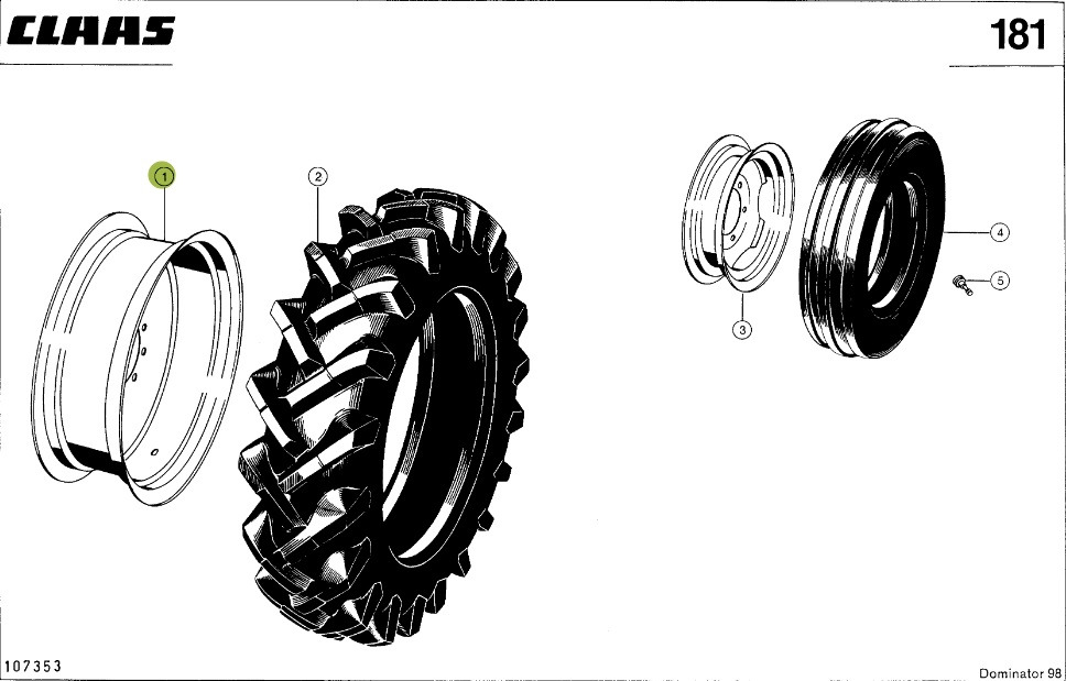 Claas Dominator 98 - opona 0006823950 - Rueda completa para Maquinaria agrícola: foto 1 Claas Dominator 98 - opona 0006823950 - Rueda completa para Maquinaria agrícola: foto 1