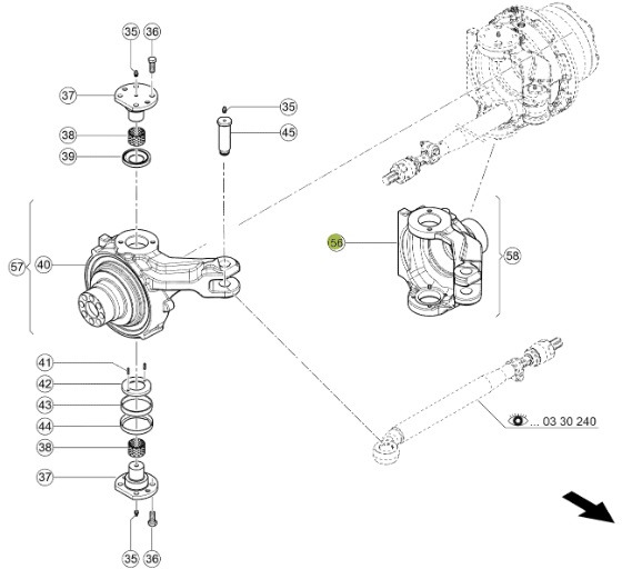 Claas Jaguar 970 - tylna oś napędowa - zwrotnica LEWA 0001319340 - Mangueta para Maquinaria agrícola: foto 1 Claas Jaguar 970 - tylna oś napędowa - zwrotnica LEWA 0001319340 - Mangueta para Maquinaria agrícola: foto 1