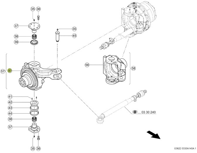 Claas Jaguar 970 - tylna oś napędowa - zwrotnica PRAWA 0001319330 - Mangueta para Maquinaria agrícola: foto 1 Claas Jaguar 970 - tylna oś napędowa - zwrotnica PRAWA 0001319330 - Mangueta para Maquinaria agrícola: foto 1