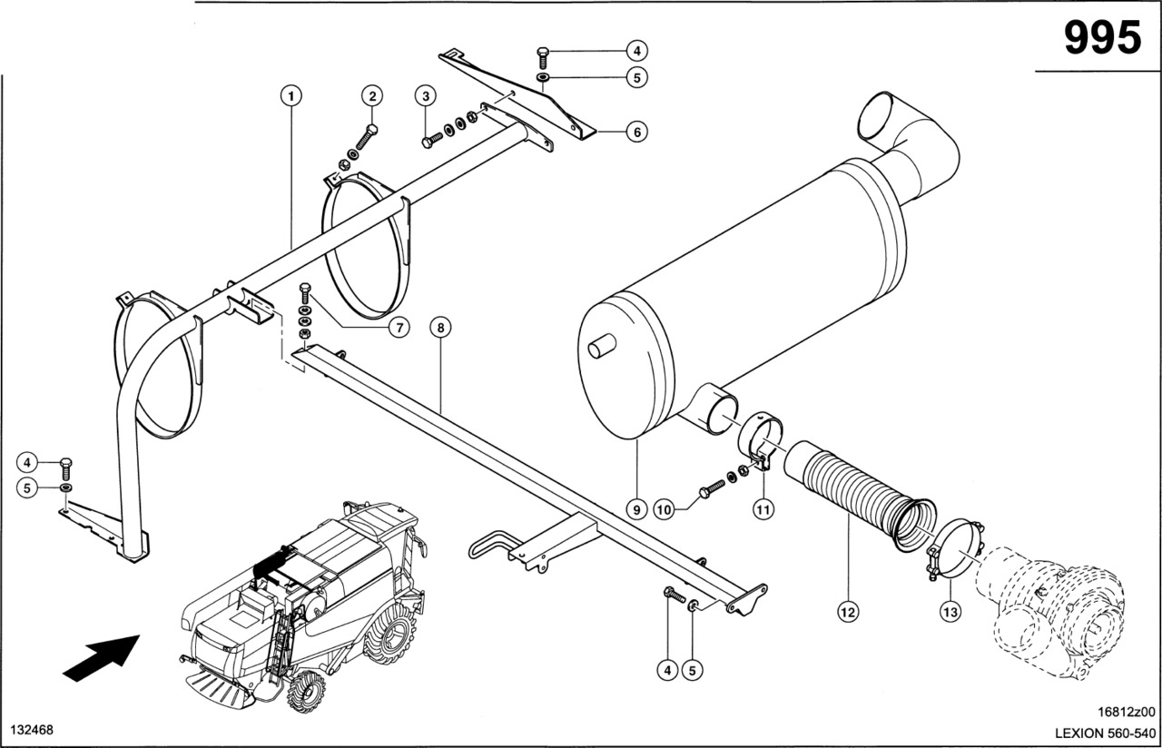 Claas Lexion 560 RURA WYDECHOWA 0007980910 (Silnik c6.6, c10, c13; układ wydechowy) - Tubo de escape para Maquinaria agrícola: foto 1 Claas Lexion 560 RURA WYDECHOWA 0007980910 (Silnik c6.6, c10, c13; układ wydechowy) - Tubo de escape para Maquinaria agrícola: foto 1