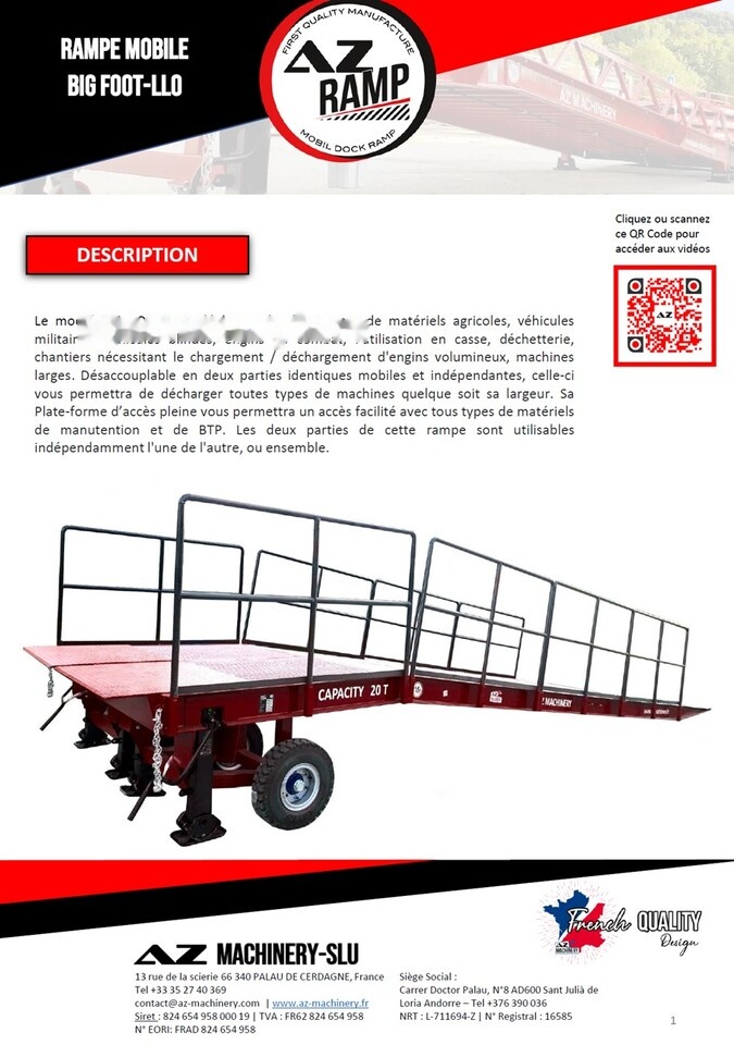 AZ RAMP KING VERSION, BIG FOOT LLO 25T mobile loading ramp - Rampa de carga: foto 2 AZ RAMP KING VERSION, BIG FOOT LLO 25T mobile loading ramp - Rampa de carga: foto 2