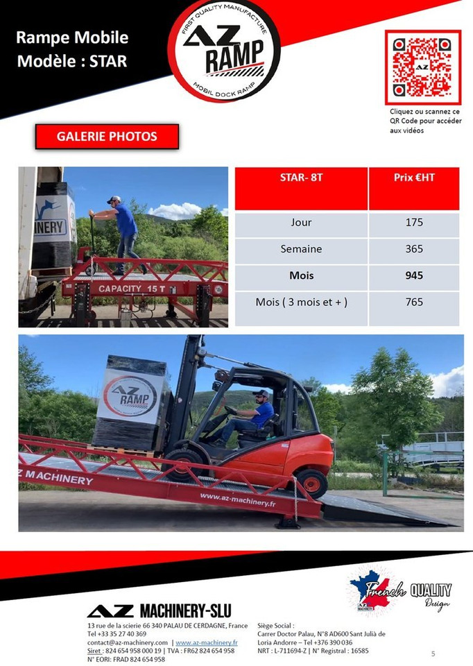 **RENTAL** Loading Ramp with with hydraulic tilting bridge - AZ RAMP - STAR- 8T. 8 ton capacity - Rampa de carga: foto 2 **RENTAL** Loading Ramp with with hydraulic tilting bridge - AZ RAMP - STAR- 8T. 8 ton capacity - Rampa de carga: foto 2