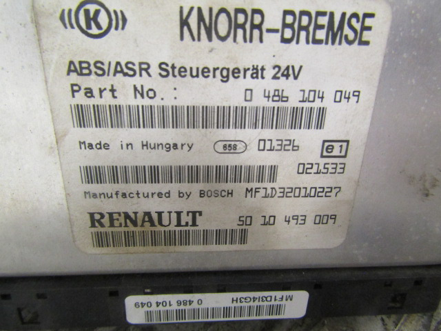 RENAULT MIDLUM DCI ABS/ASR ECU P/NO 486104049/5010453009 - Sistema eléctrico para Camión: foto 2 RENAULT MIDLUM DCI ABS/ASR ECU P/NO 486104049/5010453009 - Sistema eléctrico para Camión: foto 2