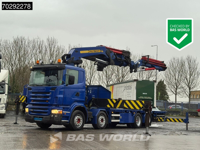 Scania R420 8X2 Palfinger PK100002 Crane Kran + PJ170 JIB Lift Axle Euro 4 - Camión caja abierta, Camión grúa: foto 1 Scania R420 8X2 Palfinger PK100002 Crane Kran + PJ170 JIB Lift Axle Euro 4 - Camión caja abierta, Camión grúa: foto 1