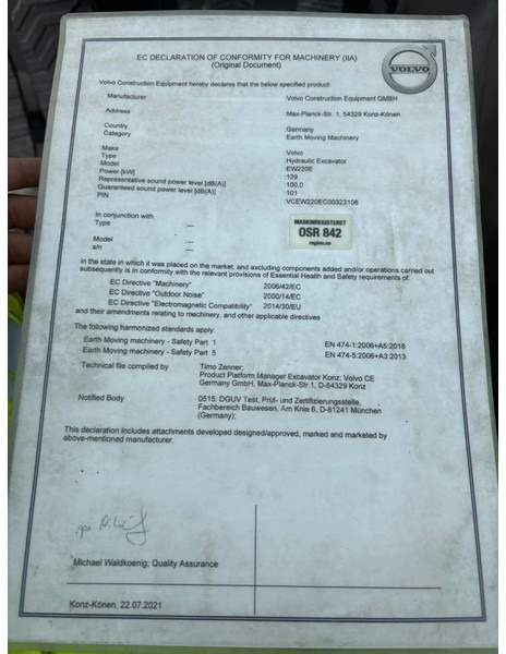 Volvo EW 220 E TUNNEL - Excavadora de cadenas: foto 5 Volvo EW 220 E TUNNEL - Excavadora de cadenas: foto 5