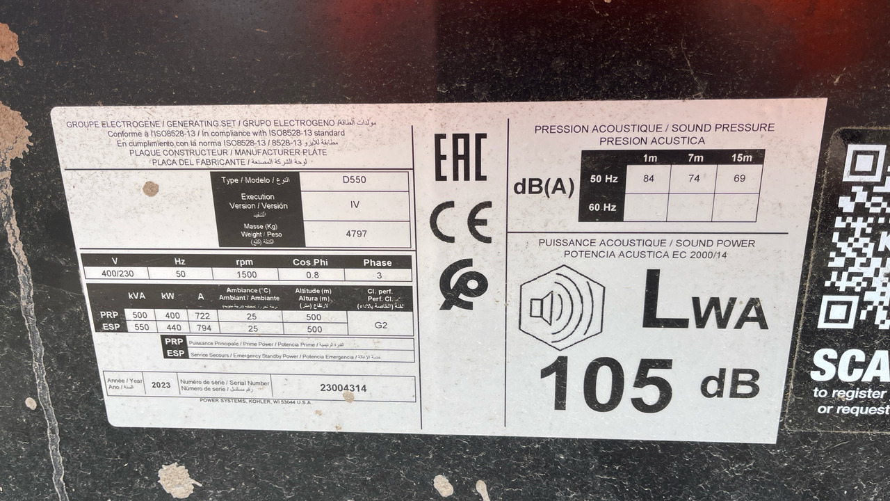 KOLHER D550IV 403 GENERATOR - Equipo de construcción: foto 5 KOLHER D550IV 403 GENERATOR - Equipo de construcción: foto 5