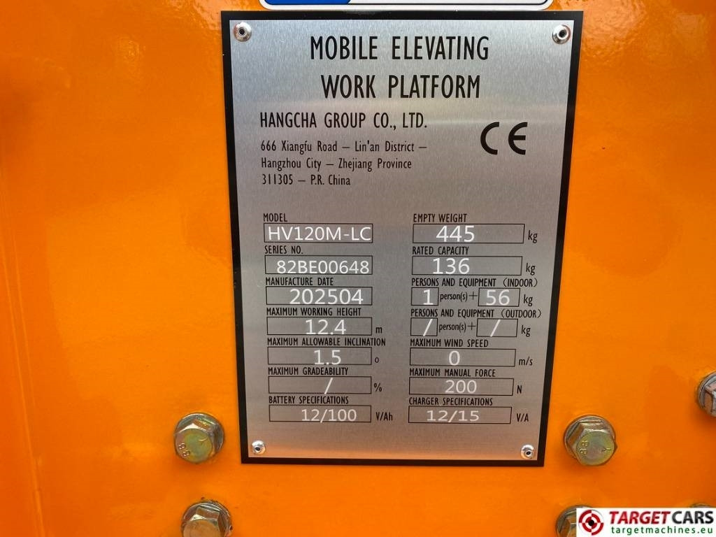 Leasing de Hangcha HV120M-LC Electric DC Vertical Mast Lift 1240cm  Hangcha HV120M-LC Electric DC Vertical Mast Lift 1240cm: foto 10