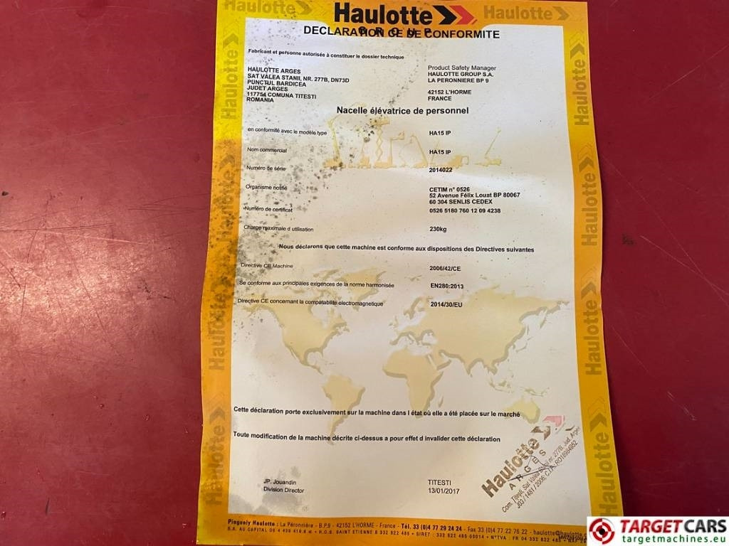 Plataforma articulada Haulotte HA15IP Electric Articulated Boom Work Lift 1500cm: foto 23 Plataforma articulada Haulotte HA15IP Electric Articulated Boom Work Lift 1500cm: foto 23