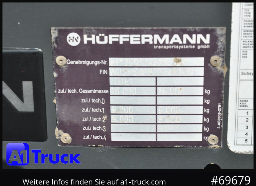 HUEFFERMANN HSA 1870 Luft, SAF, Scheibenbremse - Remolque multilift/ Portacontenedores de cadenas: foto 5 HUEFFERMANN HSA 1870 Luft, SAF, Scheibenbremse - Remolque multilift/ Portacontenedores de cadenas: foto 5