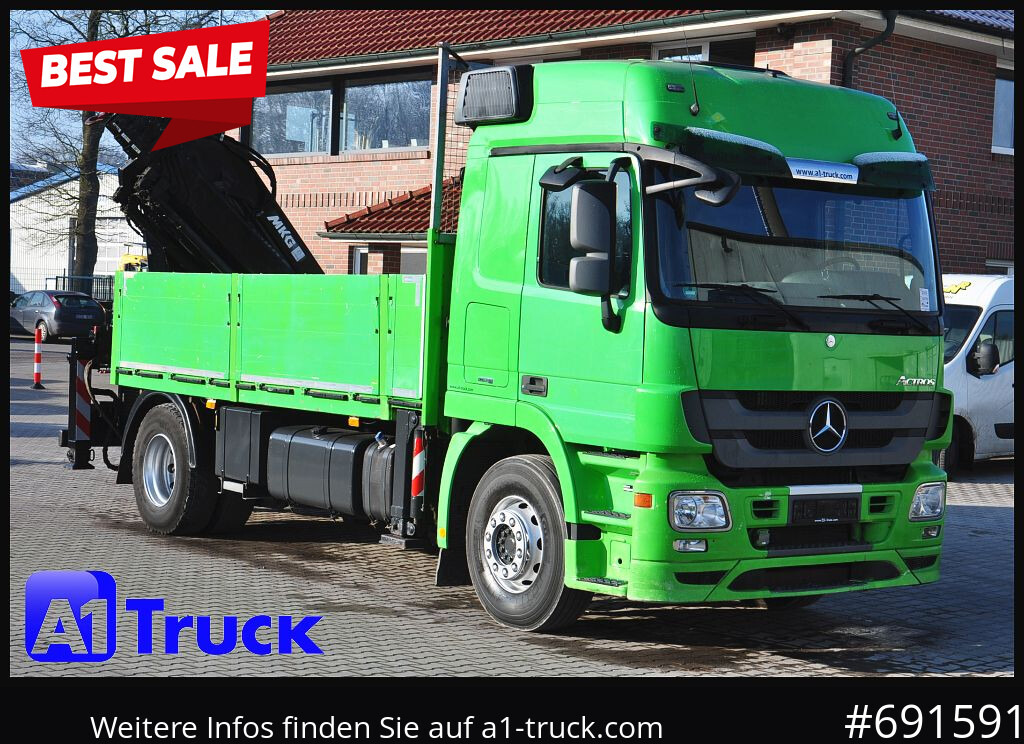 MERCEDES-BENZ Actros 1844 MP3, Kran MKG 291 HP 5+3 Funk, TÜV 06/2026 - Camión caja abierta, Camión grúa: foto 1 MERCEDES-BENZ Actros 1844 MP3, Kran MKG 291 HP 5+3 Funk, TÜV 06/2026 - Camión caja abierta, Camión grúa: foto 1