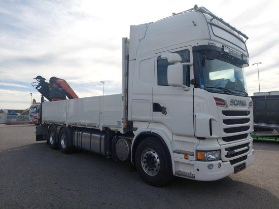 Scania R730 6x4 Pritsche, Voll-Luft Palfinger PK27002 Kran Retarder, Alu-Felgen, - Camión caja abierta, Camión grúa: foto 1 Scania R730 6x4 Pritsche, Voll-Luft Palfinger PK27002 Kran Retarder, Alu-Felgen, - Camión caja abierta, Camión grúa: foto 1