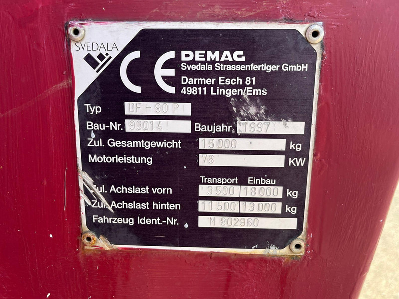 Pavimentadora de asfalto Demag DF-90 DEMAG DF90: foto 7 Pavimentadora de asfalto Demag DF-90 DEMAG DF90: foto 7
