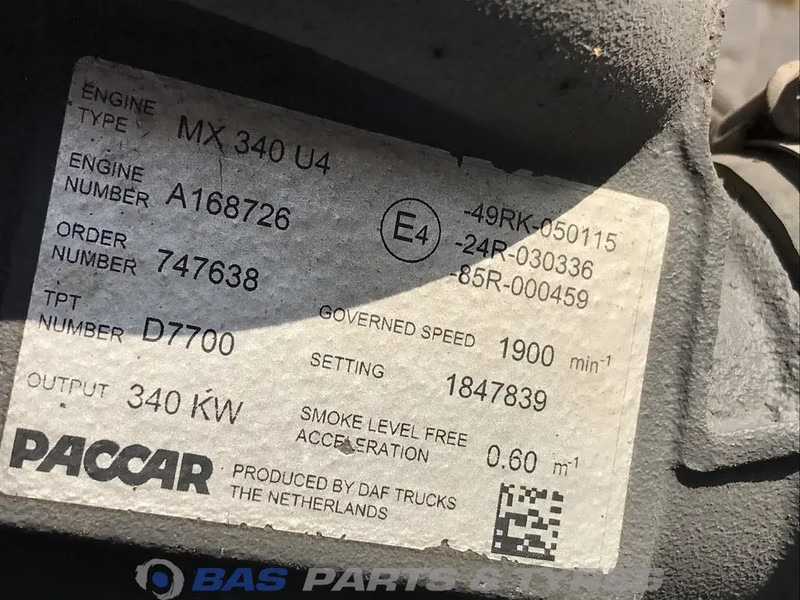 DAF CF85 Euro 4-5 Motor DAF MX340 U4 1850003 - Motor para Camión: foto 5 DAF CF85 Euro 4-5 Motor DAF MX340 U4 1850003 - Motor para Camión: foto 5