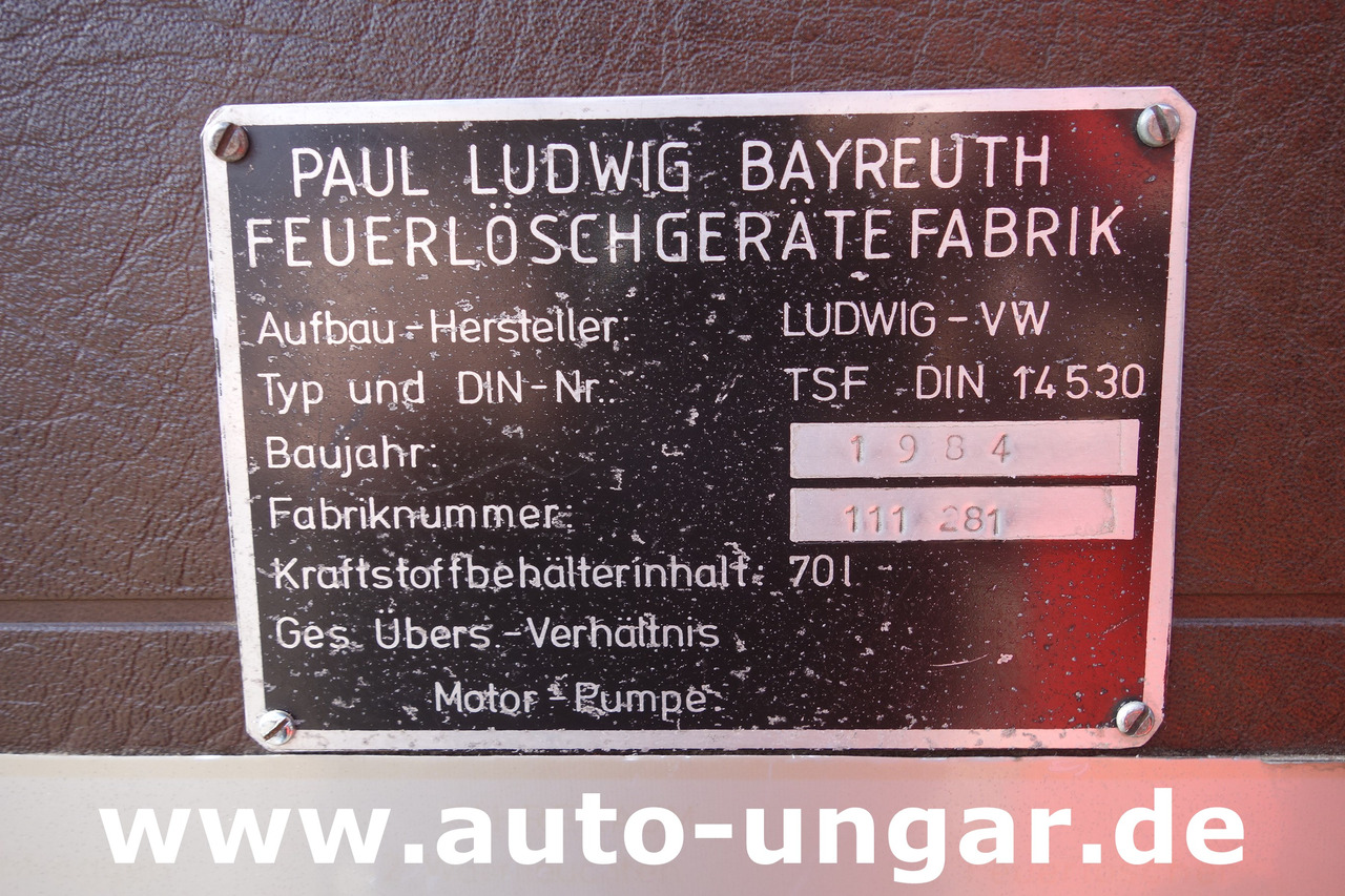 Furgoneta pequeña VOLKSWAGEN VW LT 31 Typ 281 TSF Tragkraftspritzenfahrzeug Feuerwehr: foto 19