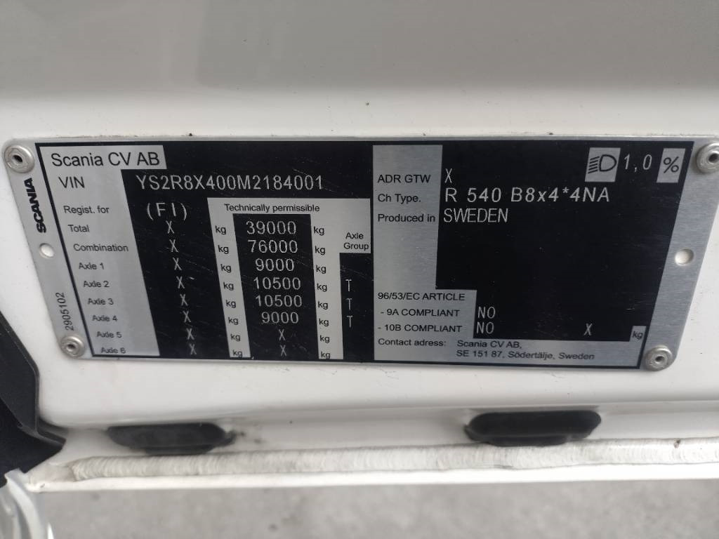 Camión chasis Scania R540 8x4 pitkä alusta runko 9,6m: foto 12