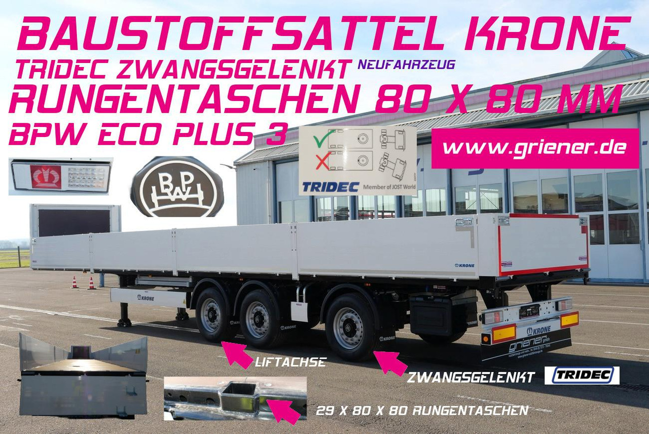 Krone SDP 27/BAUSTOFF/TRIDEC/BPW/RUNGENTASCHEN LIFT Krone SDP 27/BAUSTOFF/TRIDEC/BPW/RUNGENTASCHEN LIFT - Semirremolque plataforma/ Caja abierta: foto 1 Krone SDP 27/BAUSTOFF/TRIDEC/BPW/RUNGENTASCHEN LIFT Krone SDP 27/BAUSTOFF/TRIDEC/BPW/RUNGENTASCHEN LIFT - Semirremolque plataforma/ Caja abierta: foto 1