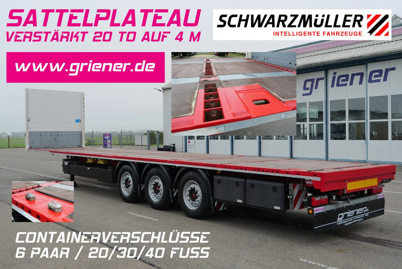 Schwarzmüller RH 80 / CONTAINER 1 x 40/2x20/1x 30 RUNGENTASCH - Semirremolque plataforma/ Caja abierta: foto 1 Schwarzmüller RH 80 / CONTAINER 1 x 40/2x20/1x 30 RUNGENTASCH - Semirremolque plataforma/ Caja abierta: foto 1