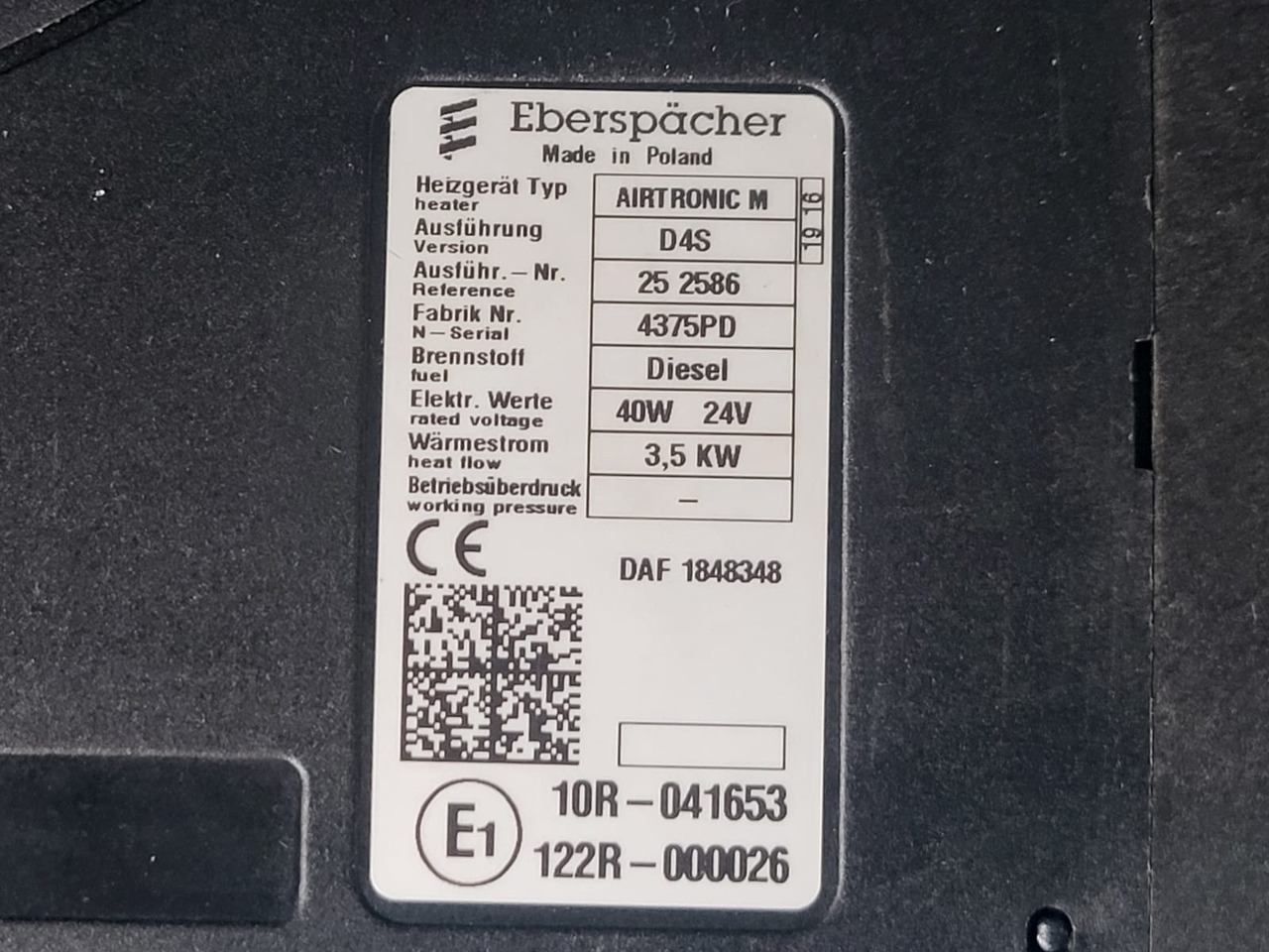 1848348 WEBASTO OGRZEWANIE POSTOJOWE AIRTRONIC M D4S DAF - Piezas de recambio: foto 2 1848348 WEBASTO OGRZEWANIE POSTOJOWE AIRTRONIC M D4S DAF - Piezas de recambio: foto 2