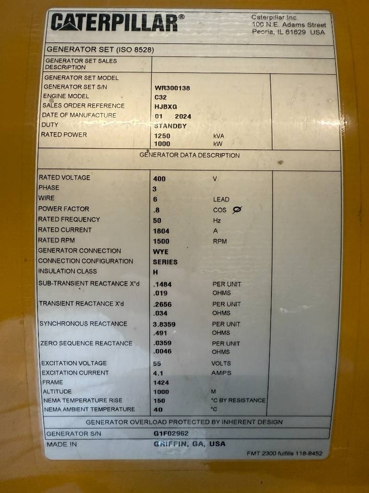 Generador industriale nuevo CAT C32 - 1.250 kVA Open Generator - DPX-18108: foto 14