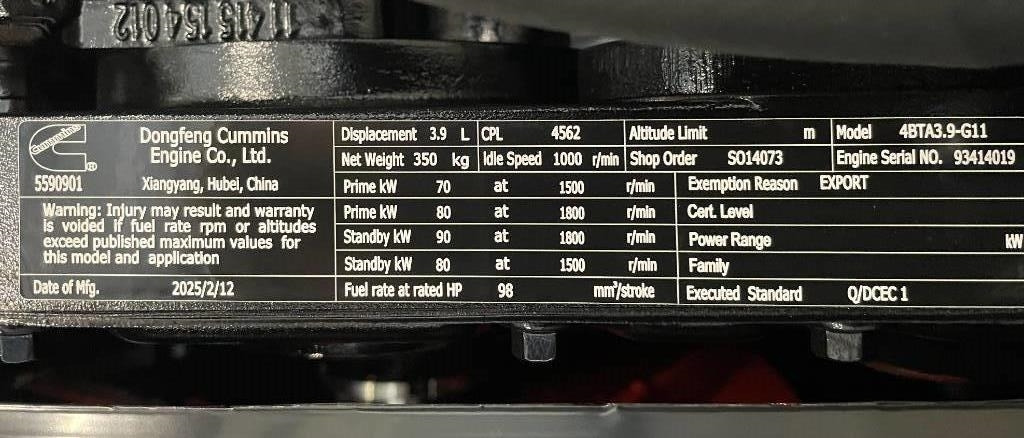 Generador industriale nuevo Cummins 4BTA3.9-G11 - 88 kVA Generator - DPX-19834: foto 13